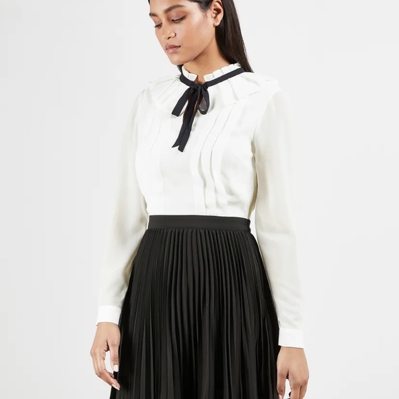 Ted Baker Zazu Pleated Mini Dress with Tie Detail Sz 2 - Picture 1 of 9